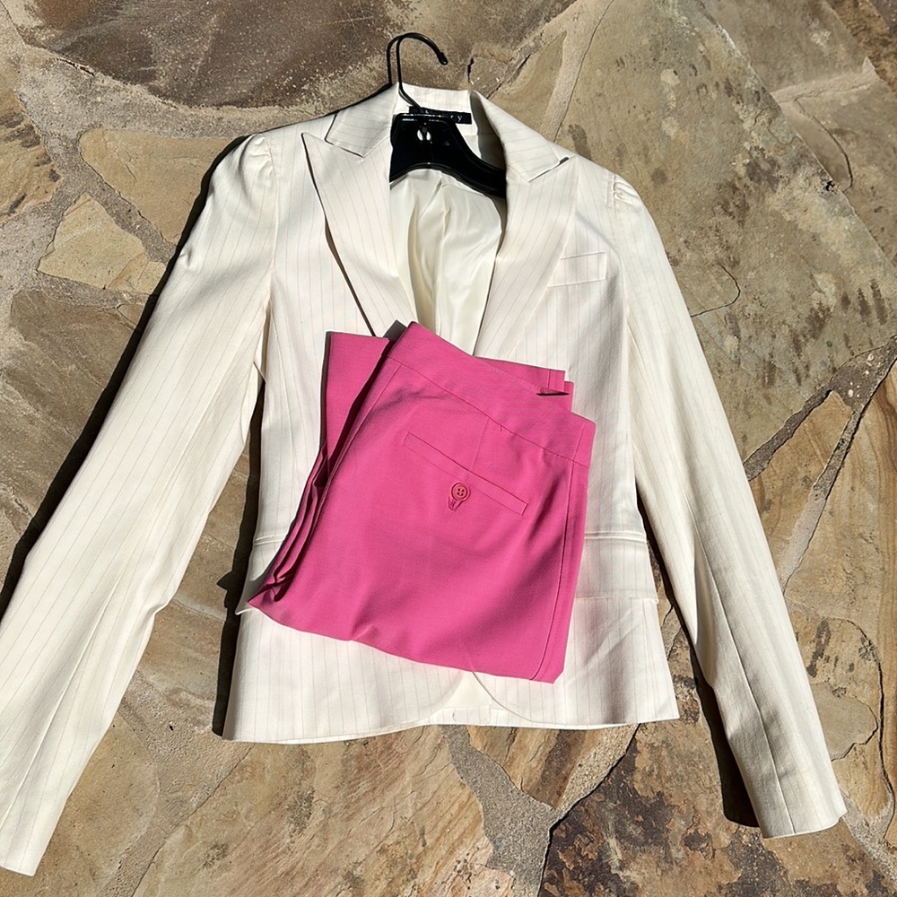 Cream  with Pink Pinstripe Theory Jacket